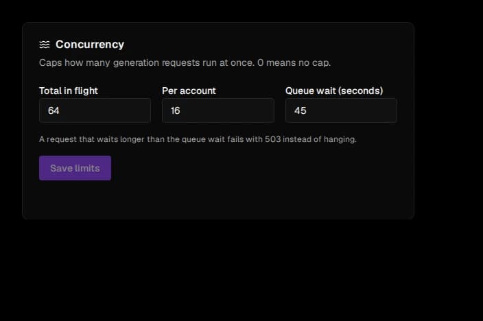 KiroLB concurrent request and queue timeout settings