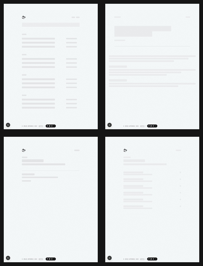 Tablet skeleton collage of all four pages