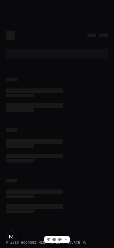 Mobile overlay of the blog index and its loading skeleton