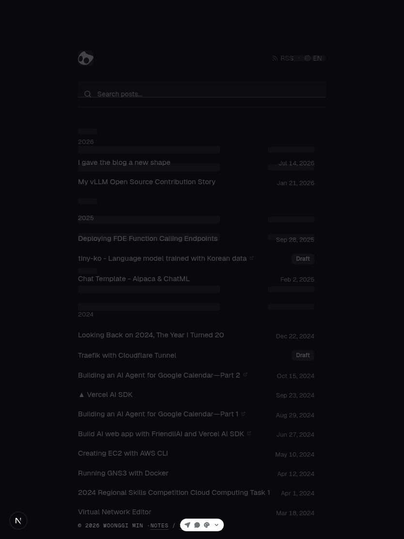 Tablet overlay of the blog index and its loading skeleton