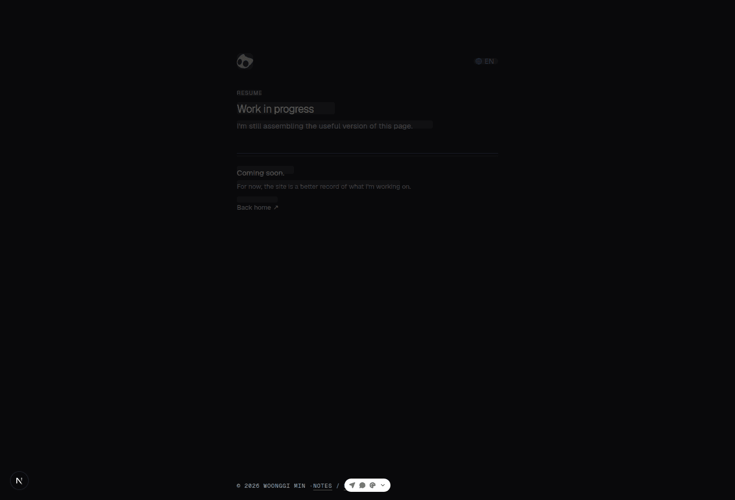 Desktop overlay of Resume and its loading skeleton