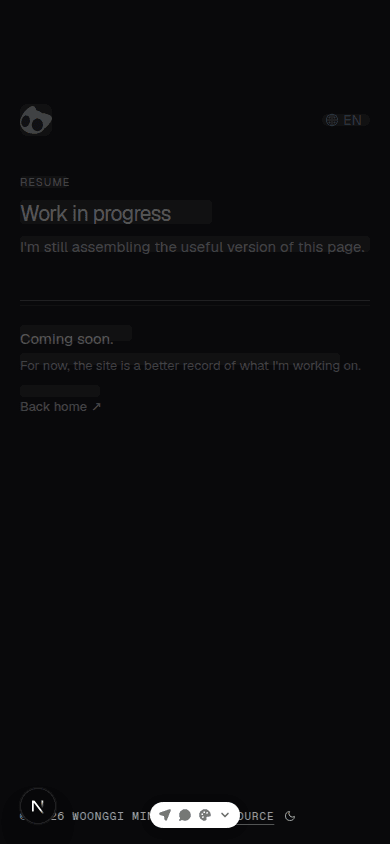 Mobile overlay of Resume and its loading skeleton