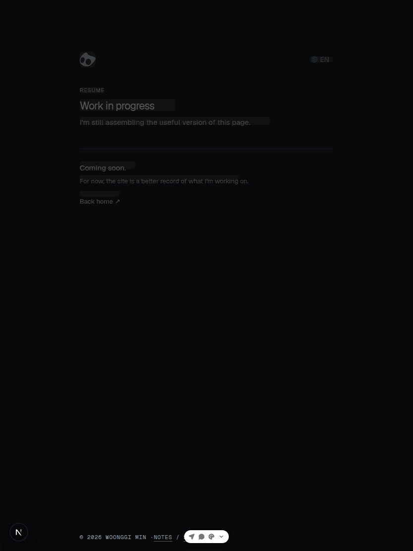 Tablet overlay of Resume and its loading skeleton